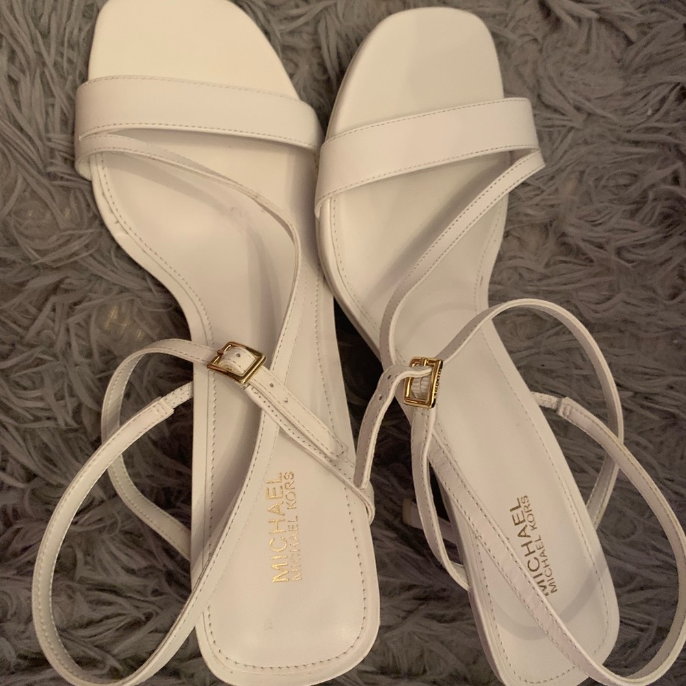Michael Kors white open toe heels size 9
